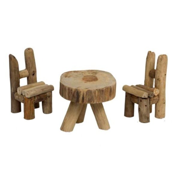 NWT Papoose Toys Wood Table & 2 Chairs - Picture 1 of 1
